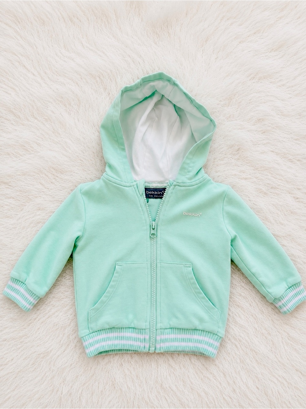 Bekkin Mint Green Zip-Up Hoodie for Kids